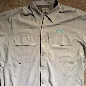 Realtree Short Sleeve Performance Tech Fishing Gray Shirt MENS SIZE XL